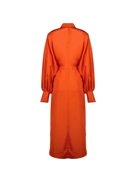 Rochie tip cămașă Iro din satin portocaliu