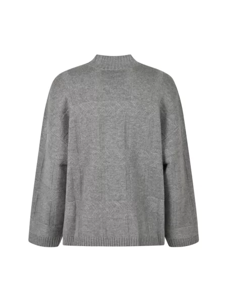 Sweter z golfem Emporio Armani wełniany w geometryczne wzory szary