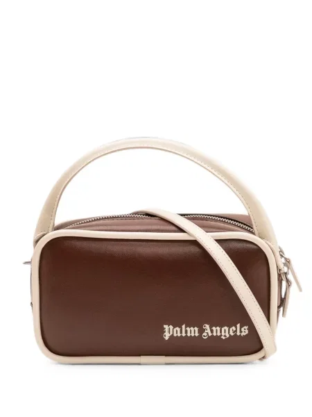 Geanta crossbody Palm Angels cu autograf maro