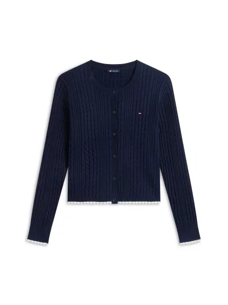 Tommy Jeans Geacă tricotată bleumarin alb