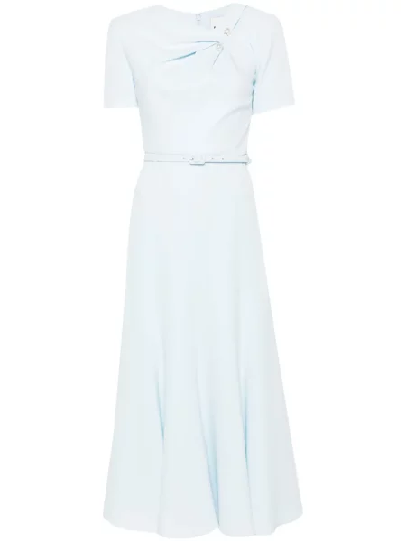 Sukienka midi Roland Mouret do kolan garniturowa niebieska