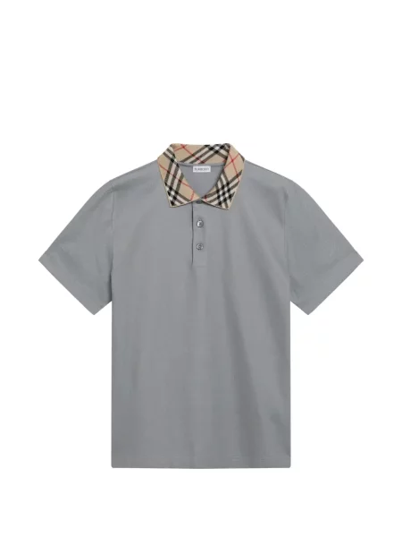 Gulerat tricou polo Burberry în carouri gri