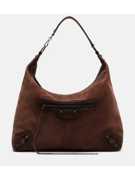 Geantă shopper Balenciaga din piele de căprioară maro