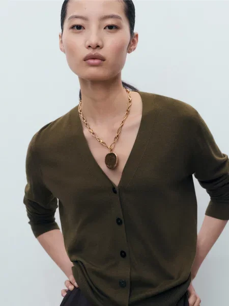 Кардиган MANGO віскоза/поліестер коричневий