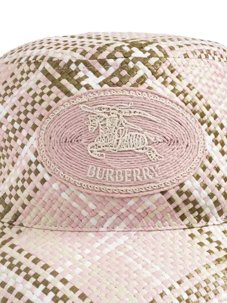 Kostkovaný klobouk bucket Burberry s autogramem růžový