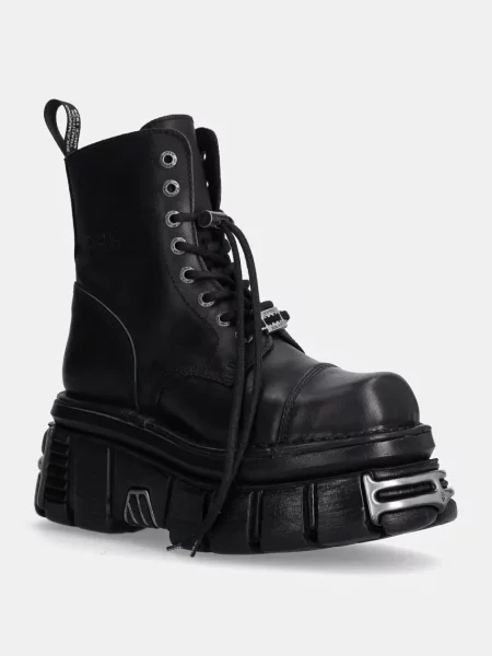 New Rock bocanci de piele Nomada Negro + Tower Negro Acero negru