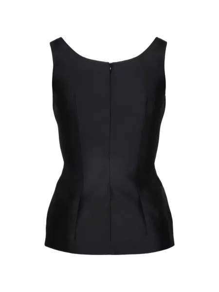 Top Magda Butrym cu model floral cu volane negru