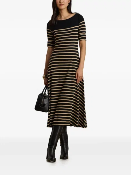 Rochie midi Lauren Ralph Lauren cu dungi negru
