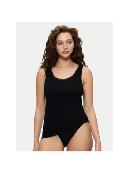 Triumph Top Feel Of Cotton Slim Fit črna