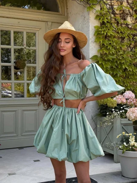 Костюм Milirud топ + спідниця оливковий софтшел