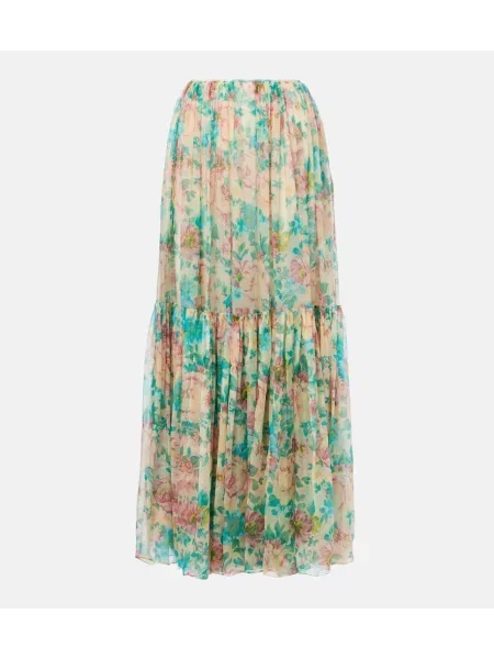 Fusta maxi Chloé de mătase cu model floral