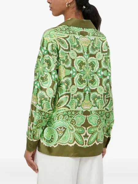 Cămașă Luisa Spagnoli cu imagine cu model paisley verde