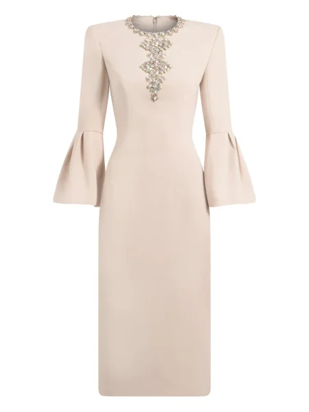 Mâneca clopotului rochie midi Jenny Packham până la genunchi de costum