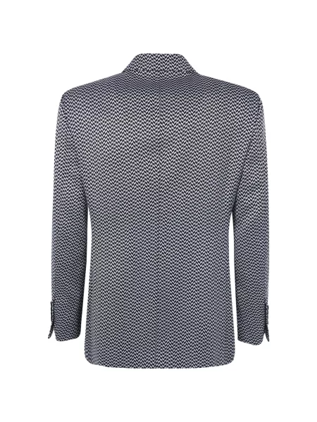 Geacă Tom Ford cu model herringbone cu două rânduri de nasturi negru