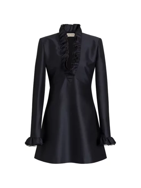 Rochie Alberta Ferretti cu decolteu în V cu volane albastru