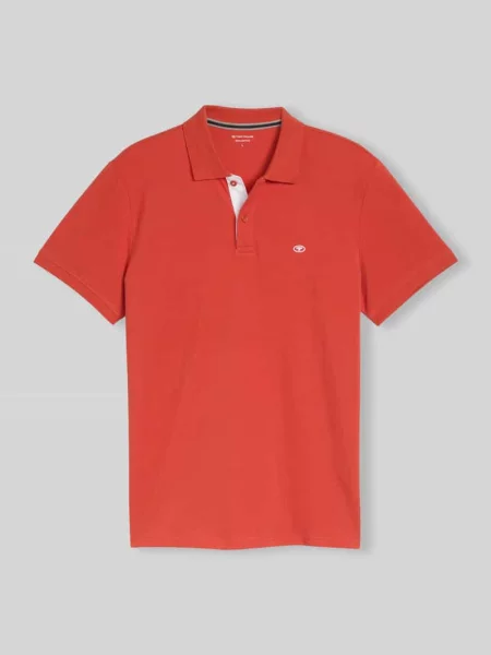 Koszulka polo o kroju regular fit z czystej bawełny Tom Tailor pomarańczowe