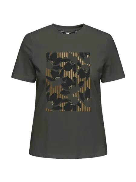 ONLY Tricou ONLKITA auriu / gri negru