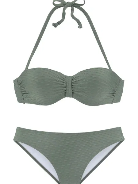 S.Oliver Costum de baie două piese oliv / închis verde