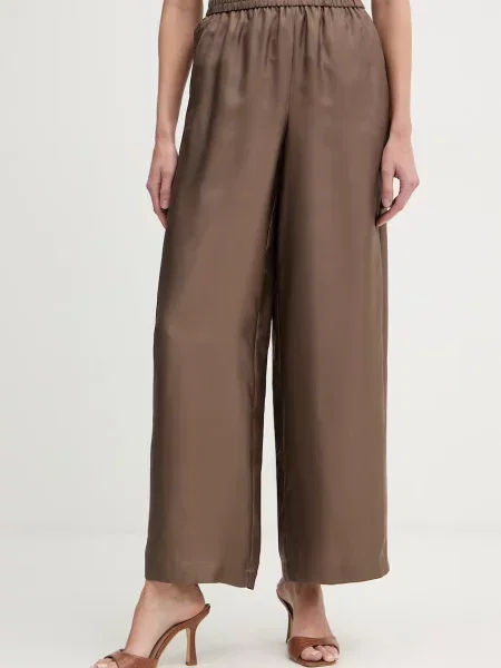 Marella spodnie jedwabne MLMQUIZ brązowe