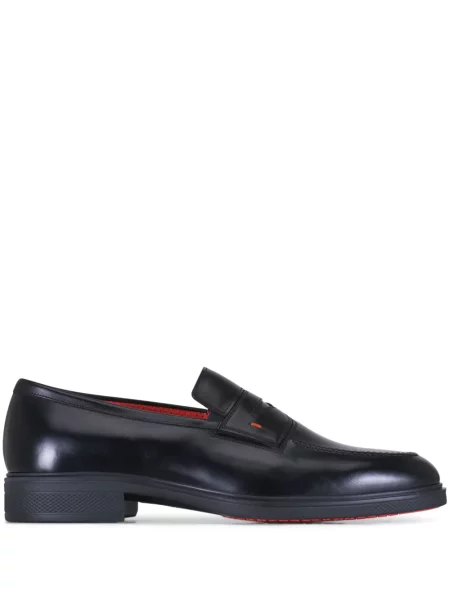 Pantofi loafer Santoni din piele de căprioară negru