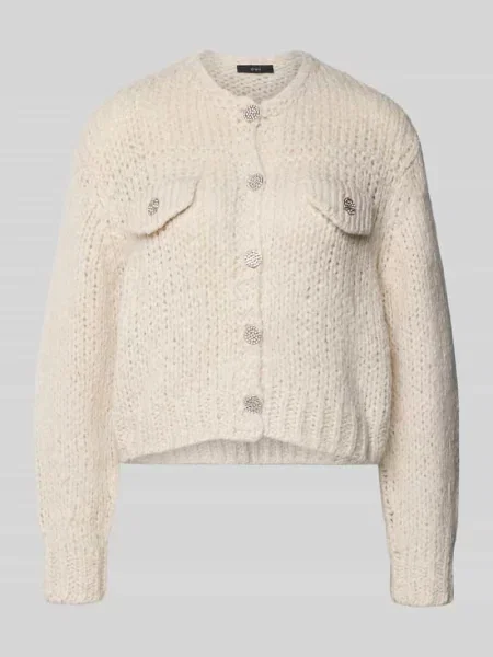 Kardigan rozpinany o kroju regular fit z dodatkiem moheru Oui beżowy