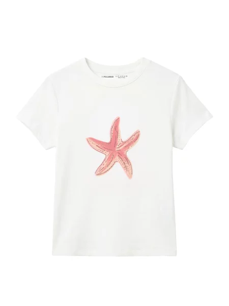 Pull&Bear Tricou roz / roz pitaya / roz pudră alb