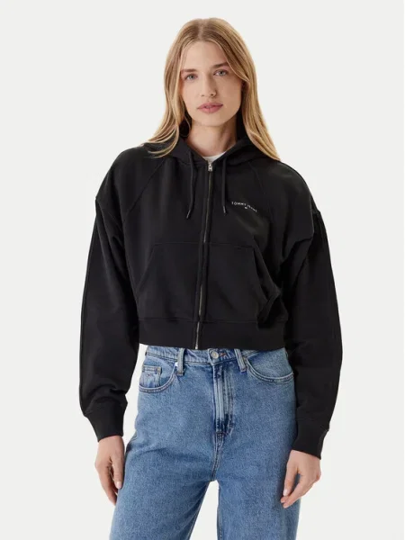 Tommy Jeans Суитшърт Linear Boxy Fit черен