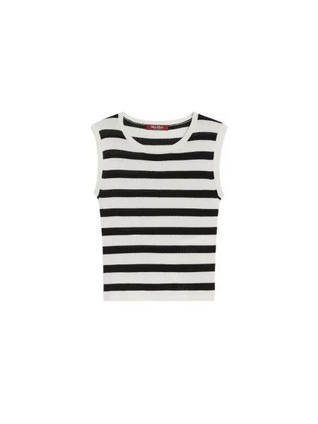Top Max Mara Studio wełniany w paski biały