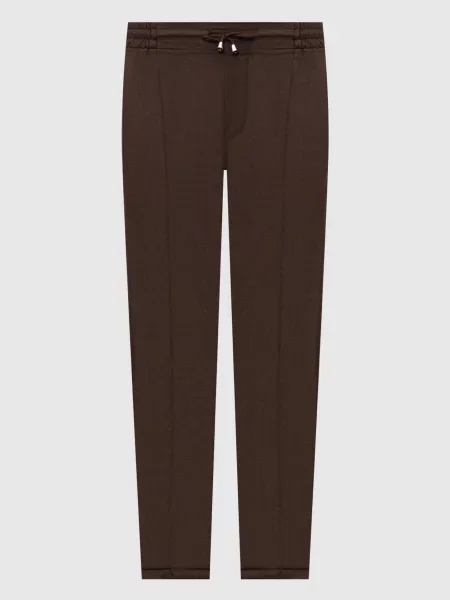 Штани з вовни та шовку Doriani Cashmere коричневі