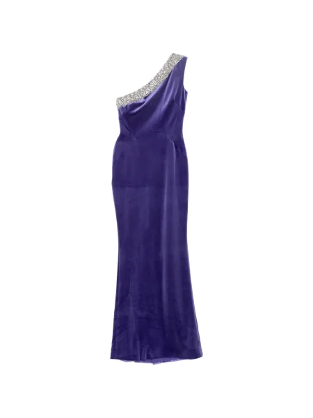 Rochie Saiid Kobeisy de cristal cu un umăr gol de costum violet
