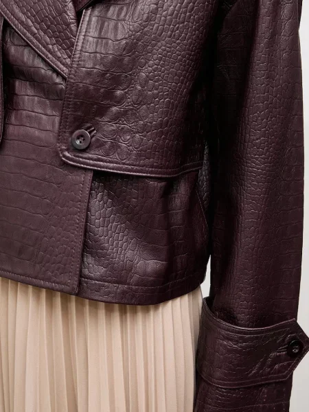 Шкіряна куртка Answear.LAB демісезонна oversize бордовий