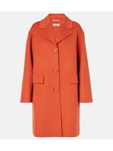 Płaszcz S Max Mara wełniany jednorzędowy pomarańczowy