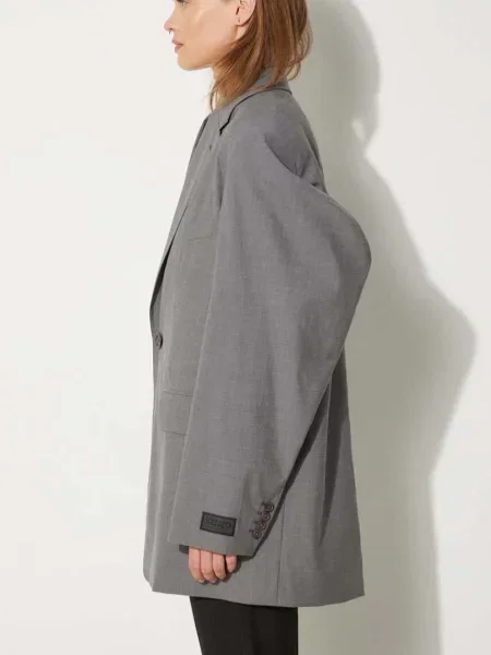 Kenzo geaca de lana oversize neted gri