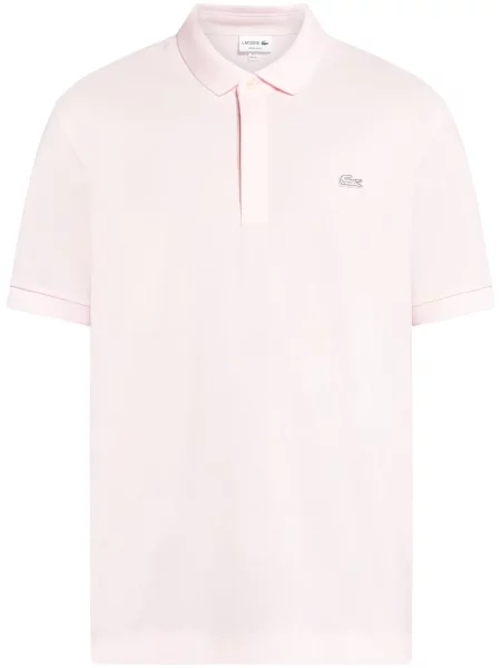 Scurt tricou polo Lacoste cu aplicații roz