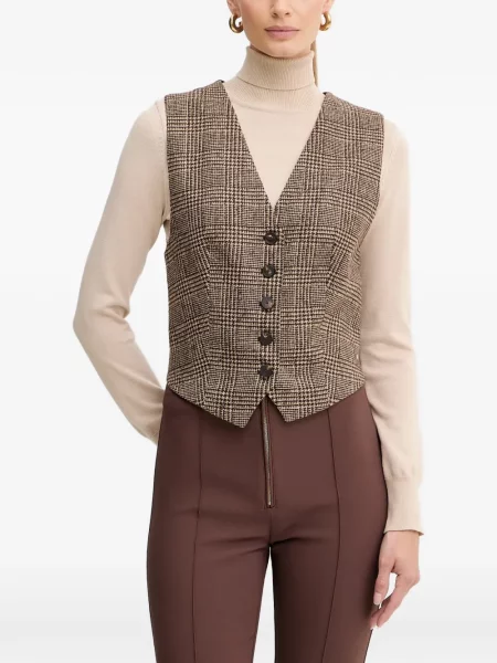 Vestă Luisa Spagnoli în carouri maro