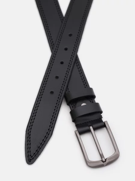 Кожаный ремень Borsa Leather с ремешками черный
