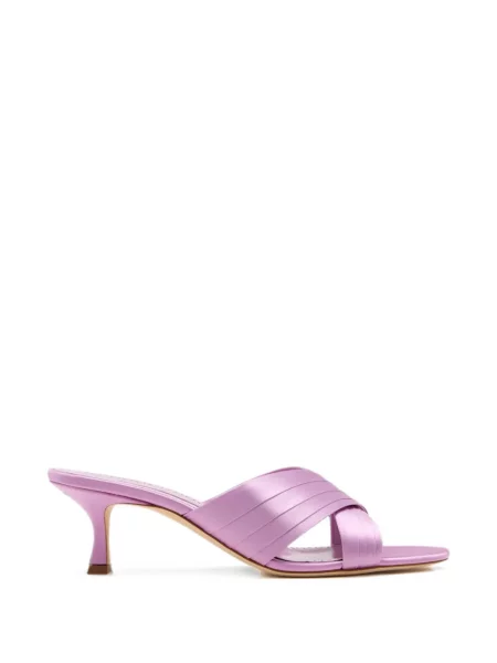 Papuci tip mules Manolo Blahnik cu bretele violet