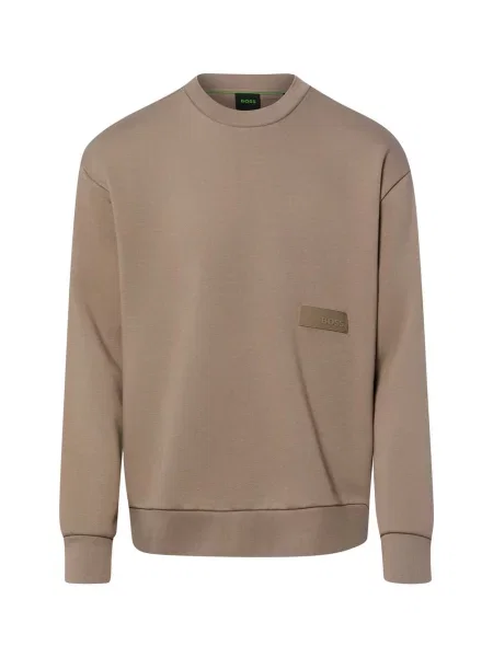 BOSS Green Bluza Mężczyźni brązowy S zielona