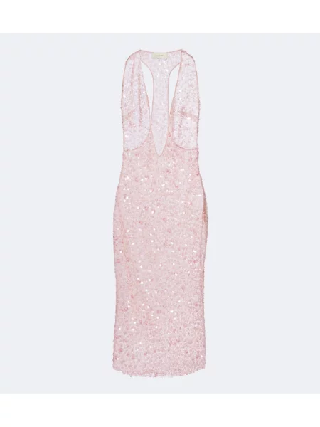 Rochie midi The New Arrivals Ilkyaz Ozel de mătase roz