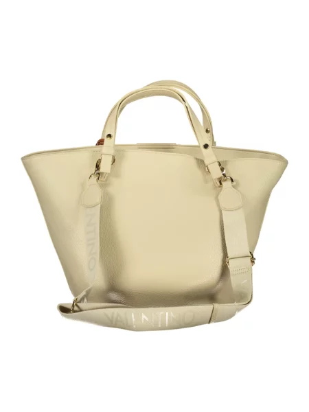 Lniana shopperka Valentino Bags beżowa