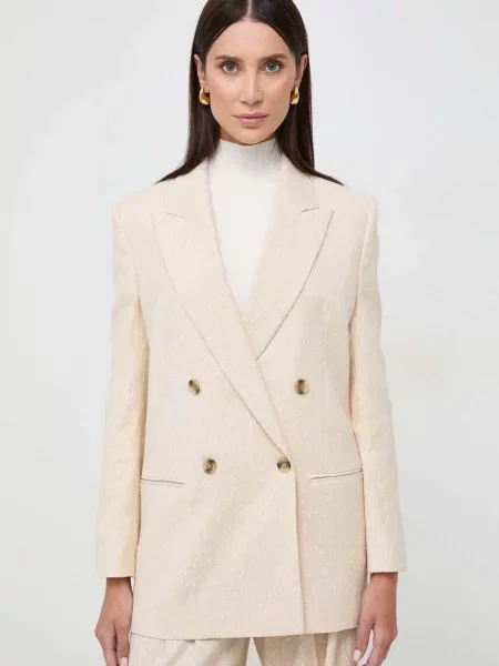 Двубортный пиджак Boss бежевый