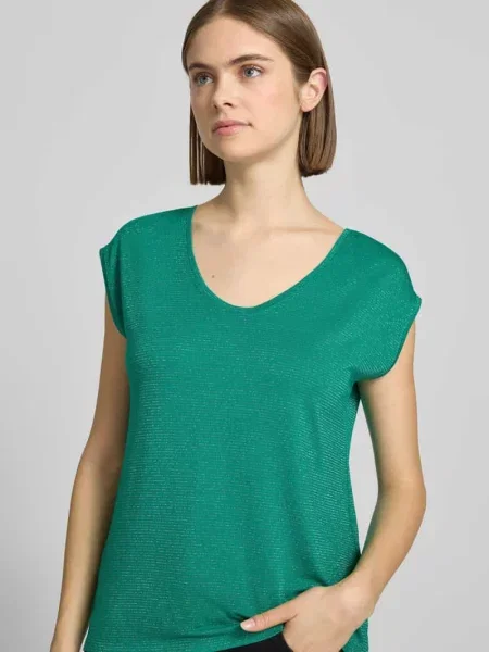 Koszulka o kroju regular fit z mieszanki model „BILLO” Pieces zielona