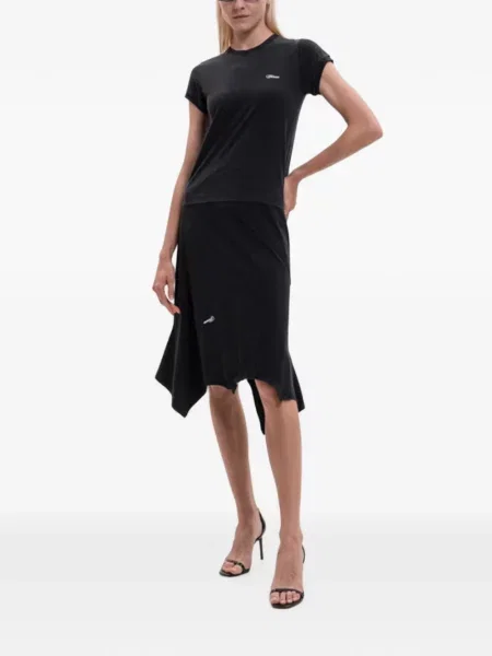 Fustă midi Vetements asimetrică negru