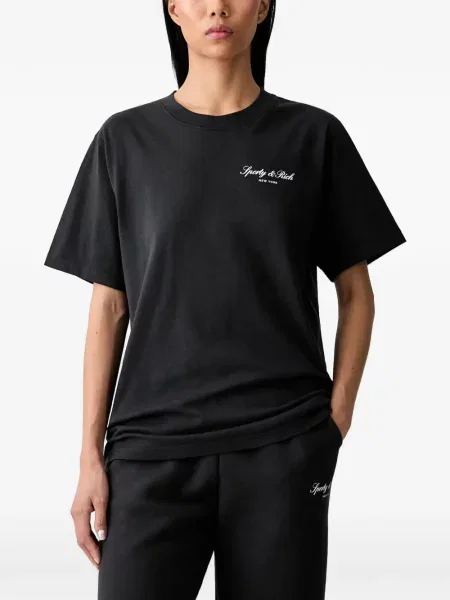 Tricou Sporty & Rich cu imagine negru