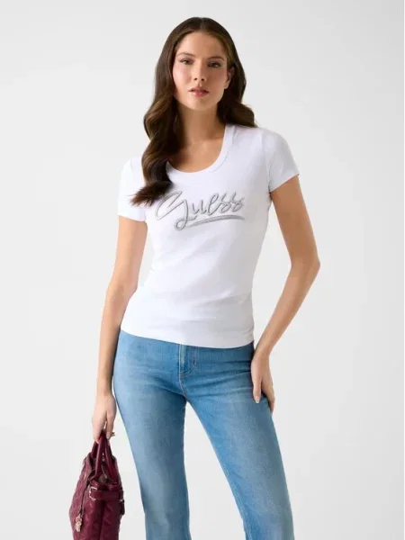 Класическа тениска Guess бяло