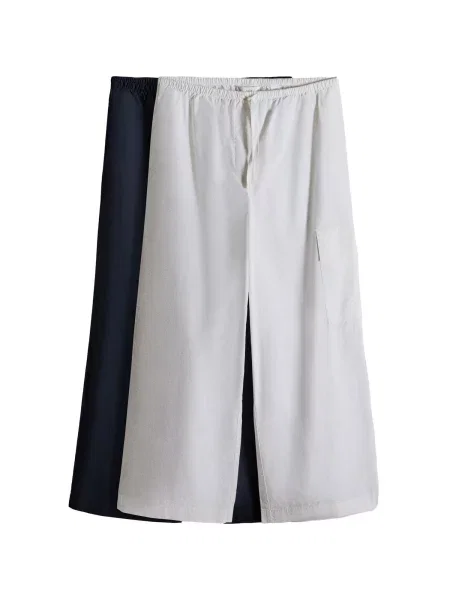 The Set Pantaloni bleumarin / coajă de ou alb