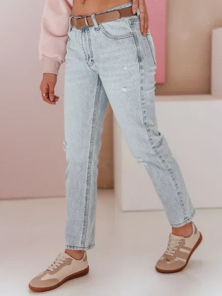 Spodnie jeansowe slim fit z paskiem SLIMLEN Dstreet niebieskie