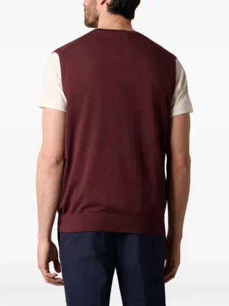 Плетен елек Brooks Brothers с V-образно деколте червено