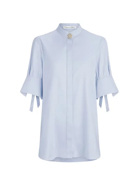 Bluză Oscar De La Renta cu funde din poplin albastru