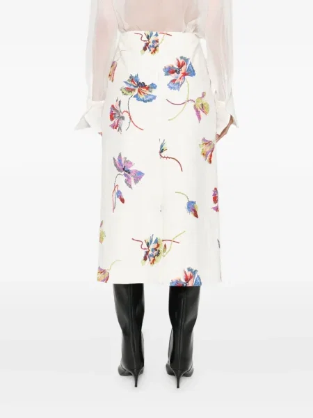 Fustă La Doublej cu model floral cu imagine alb